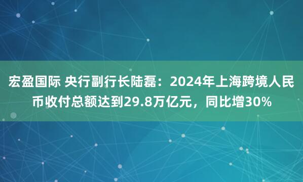 宏盈国际 央行副行长陆磊：2024年上海跨境人民币收付总额达到29.8万亿元，同比增30%